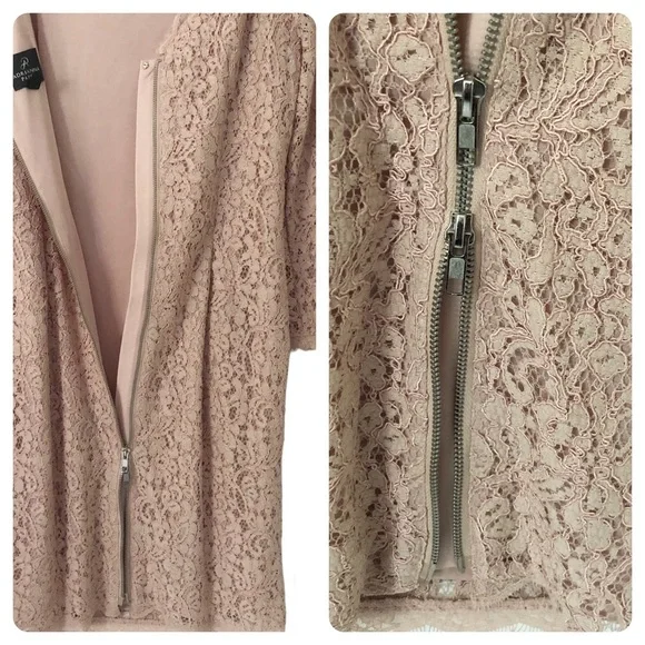 Adrianna Papell Pink Lace Mini Dress sz 6 Long Sleeve Sheath NEW romantic spring - Picture 11 of 13